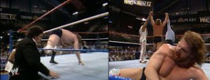 WWE-WWF_Wrestlemania-IV-1988_Jim-Hacksaw-Dugan_TheMillionDollarMan-Ted-DiBiase_Andre-TheGiant