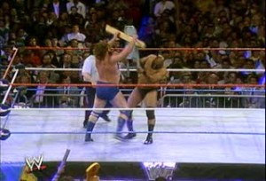 WWE_WWF_Wrestlemania-V_Bad-News-Brown_vs_Jim-Dugan_steelchair_vs_hacksaw