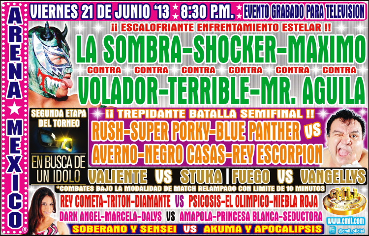 CMLL Cartelera 21-Jun-13
