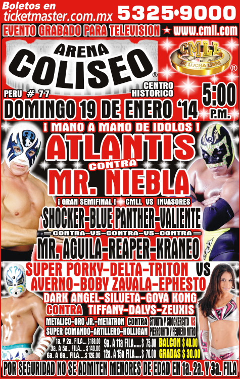 México: Resultados CMLL Arena Coliseo&nbsp;(19/01/2014)
