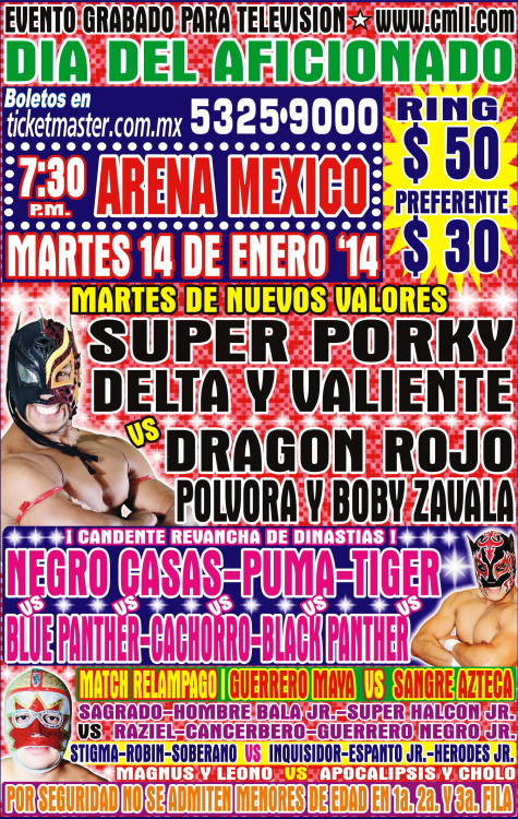 México: Resultados CMLL Arena México&nbsp;(14/01/2014)