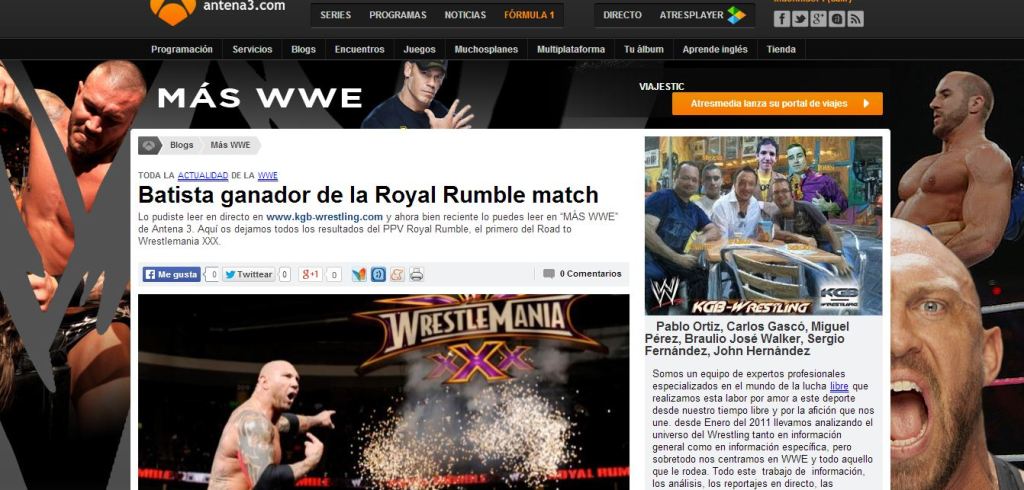 Entrada especial «Royal Rumble» en «MÁS WWE», el blog de Antena&nbsp;3