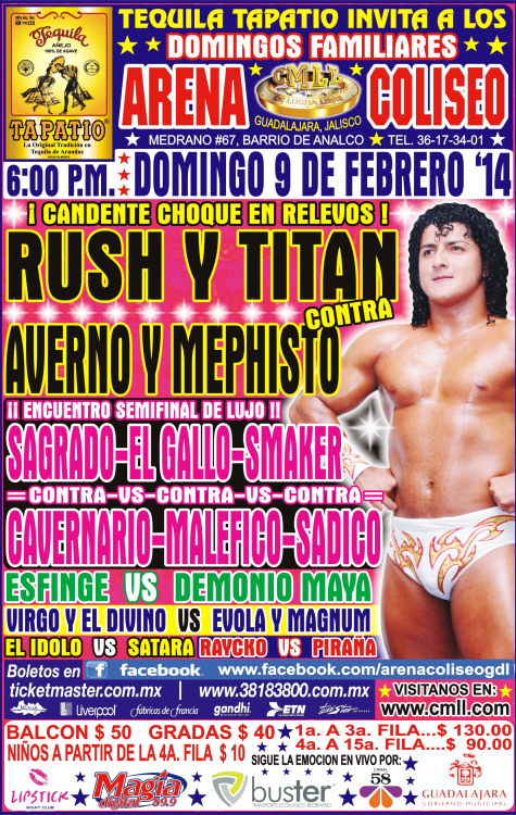 cmll arena coliseo guadalajara 9 febrero