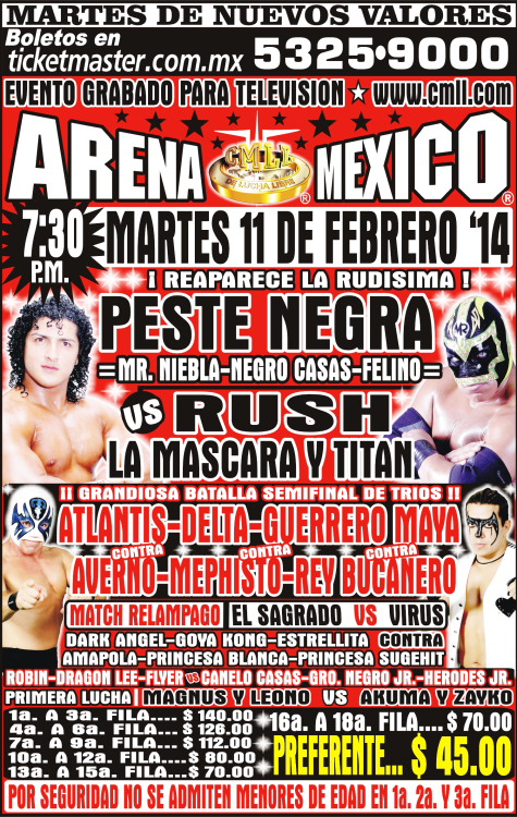 México: Resultados CMLL Arena México&nbsp;(09/02/2014)