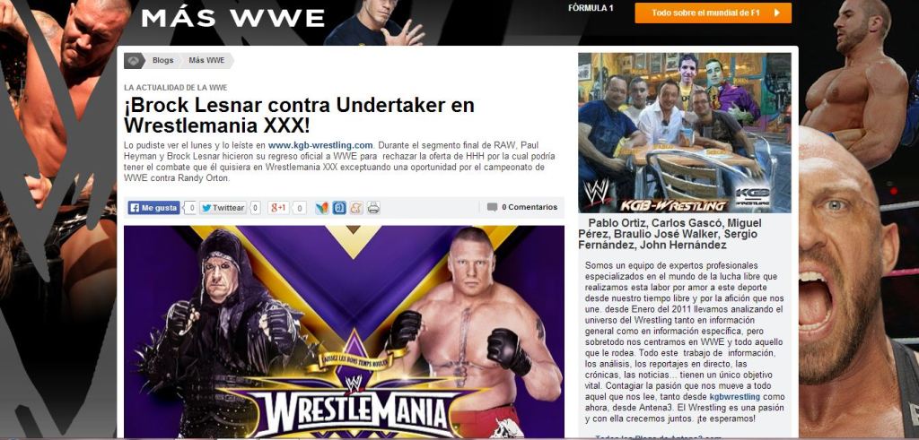 Nueva entrada de Blog «MÁS WWE» en Antena&nbsp;3!