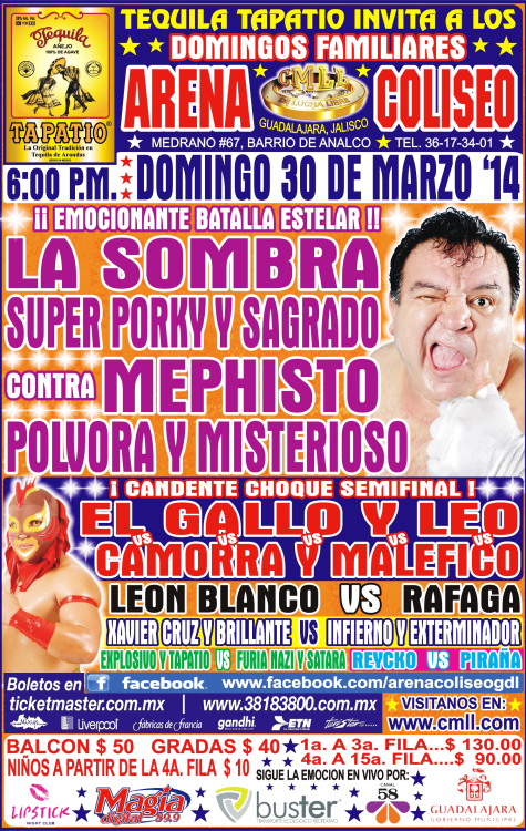 México: CMLL Arena Coliseo Guadalajara&nbsp;(30/03/2014)