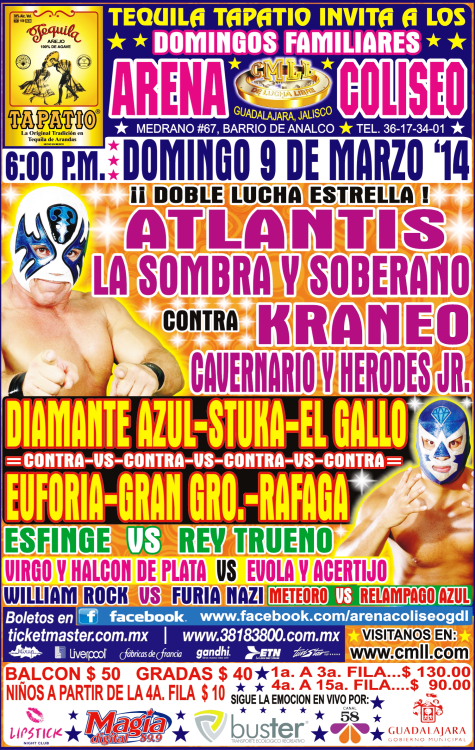 México: Resultados CMLL Arena Coliseo Guadalajara&nbsp;(09/02/2014)