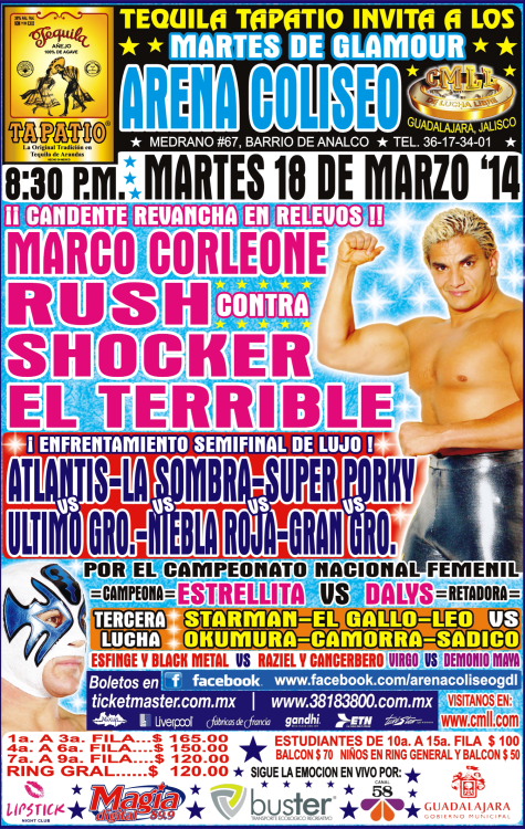 México: Resultados CMLL Arena Coliseo Guadalajara&nbsp;(11/03/2014)