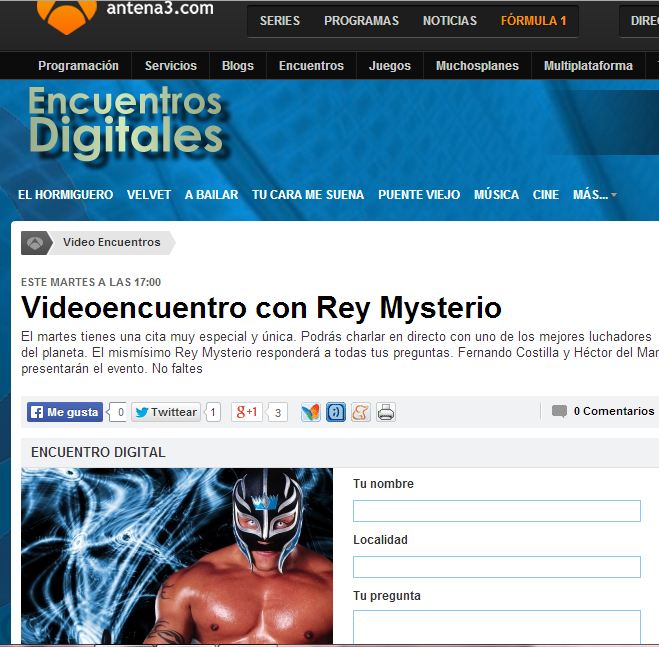 video encuentro con Rey Mysterio en Antena 3