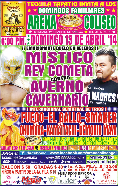 México: Resultados Arena Coliseo Guadalajara (13/03/2014)