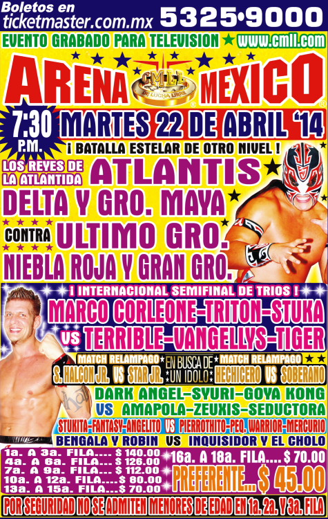 cmll 22 abril arena mexico