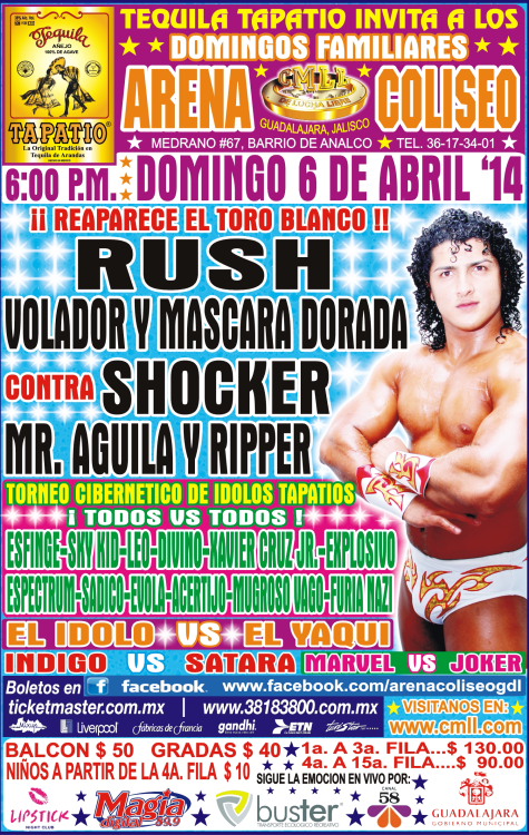 México: Resultados CMLL Arena Coliseo Guadalajara&nbsp;(06/04/2014)