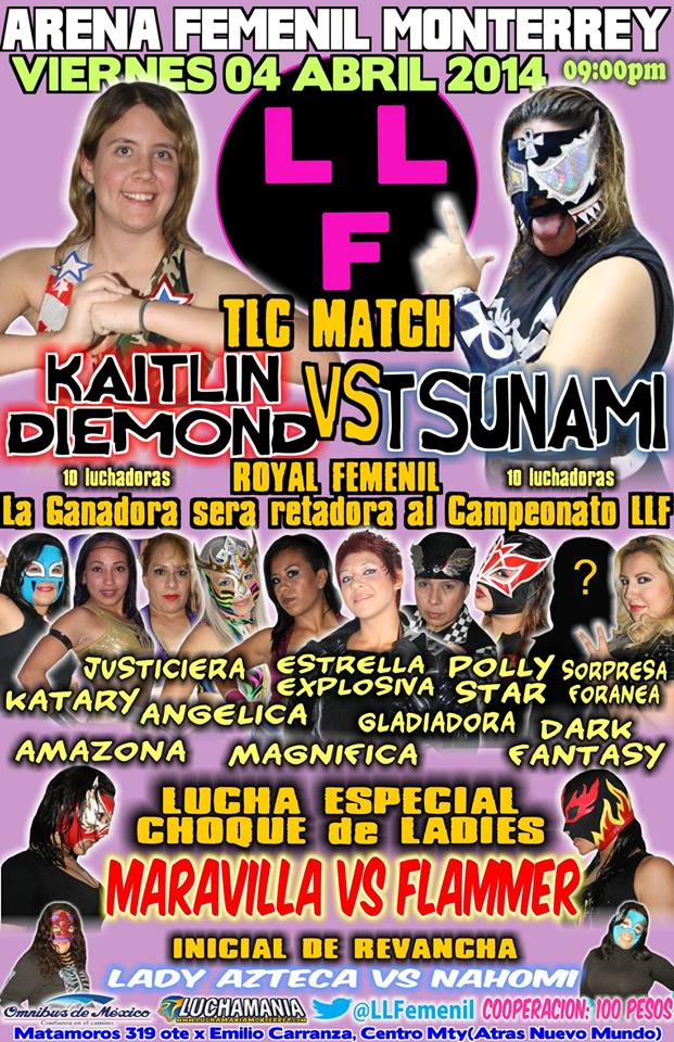 Lucha libre Femenina en México: Resultados LLF- Arena Femenil Monterrey&nbsp;(04/04/2014)