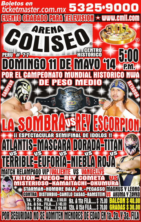México: Resultados CMLL Arena Coliseo&nbsp;(11/05/2014)
