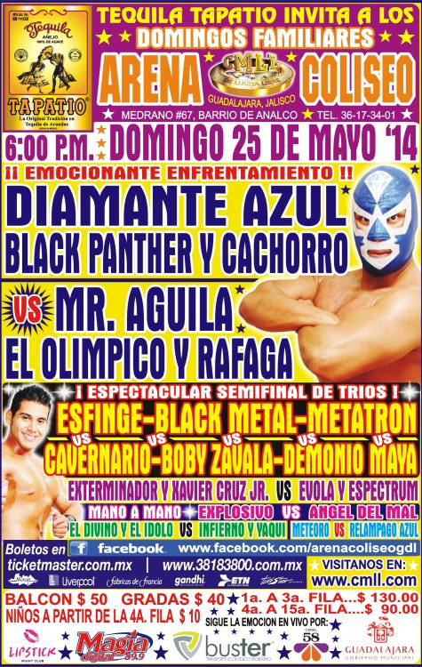 México: Resultados CMLL Arena Coliseo Guadalajara&nbsp;(25/05/2014)