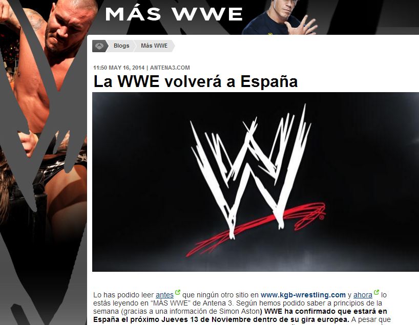 Nueva entrada del Blog «MÁS WWE» en Antena&nbsp;3