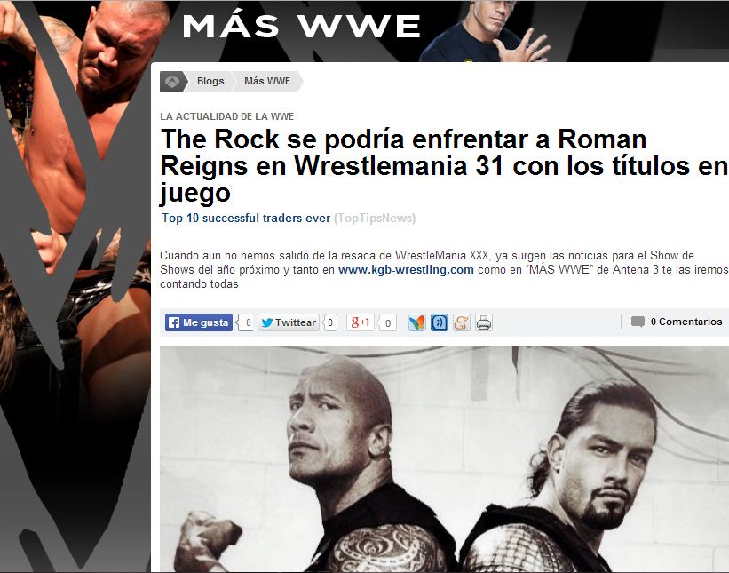 Nueva entrada del blog «MÁS WWE» en Antena&nbsp;3