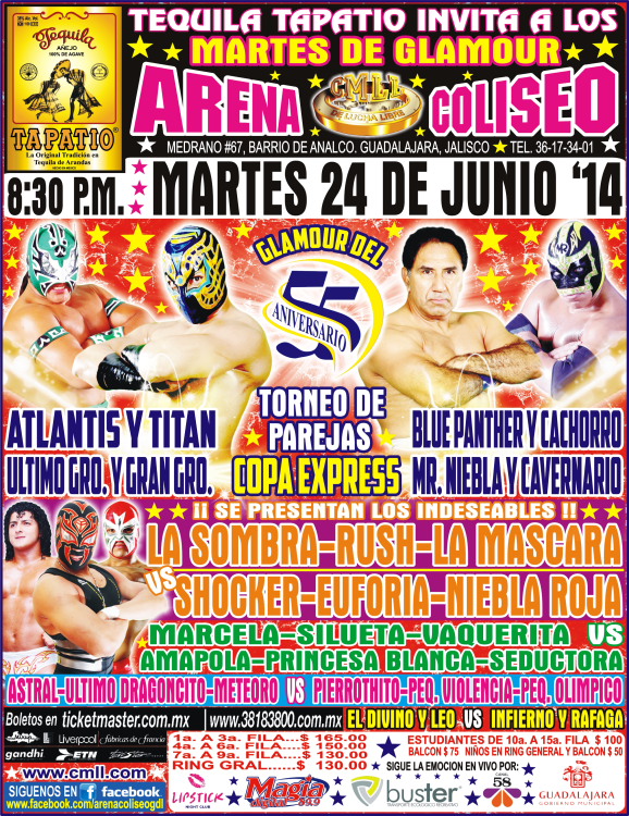 México: Resltados CMLL Arena Coliseo de Guadalajara&nbsp;(24/05/2014)
