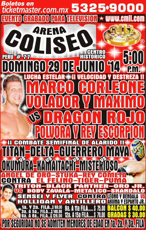 México: Resultados CMLL Arena México&nbsp;(29/06/2014)
