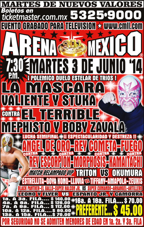 México: Resultados CMLL Arena México&nbsp;(03/06/2014)