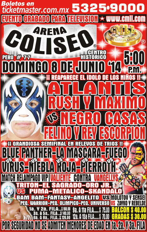 México: Resultados CMLL Arena Coliseo&nbsp;(08/06/2014)