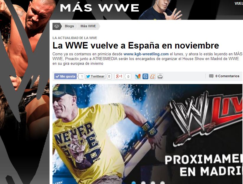 Nueva entrada en el Blog ¡MÁS WWE! de Antena&nbsp;3
