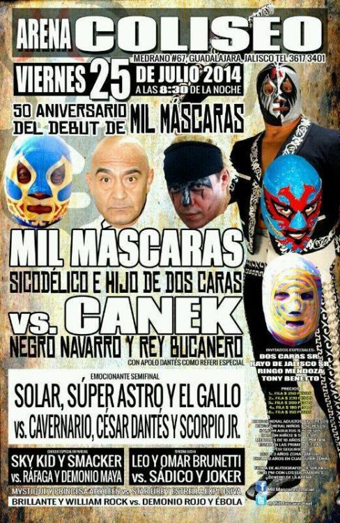México: Resultados de la función del 50ª Aniversario del debut de Mil Mascaras&nbsp;(25/07/2014)