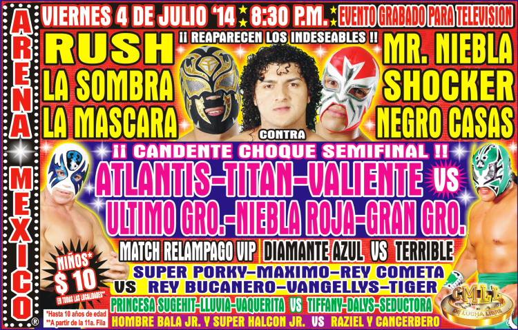 México: Resultados CMLL Arena México&nbsp;(04/07/2014)
