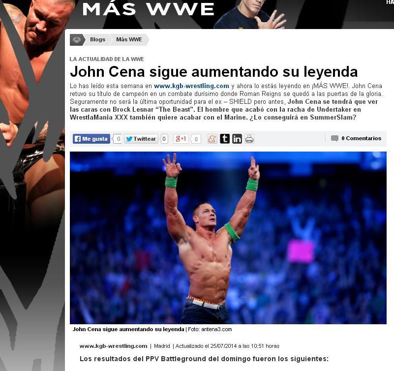 Nueva entrada en el blog «MÁS WWE» de Antena&nbsp;3