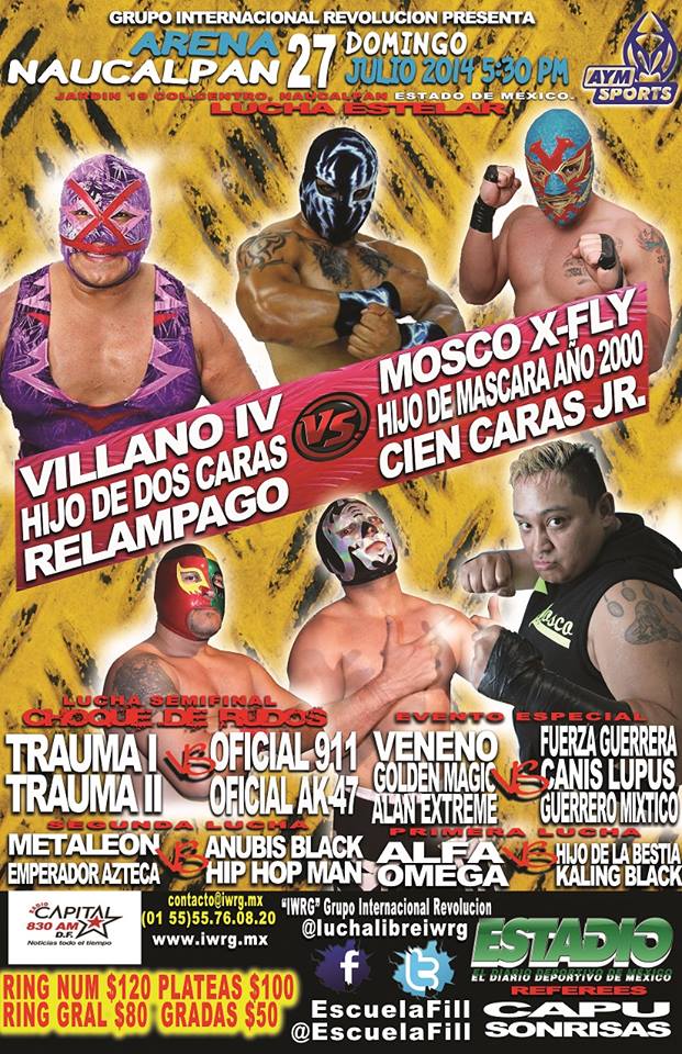 México: Resultados IWRG Arena Naucalpan&nbsp;(27/07/2014)