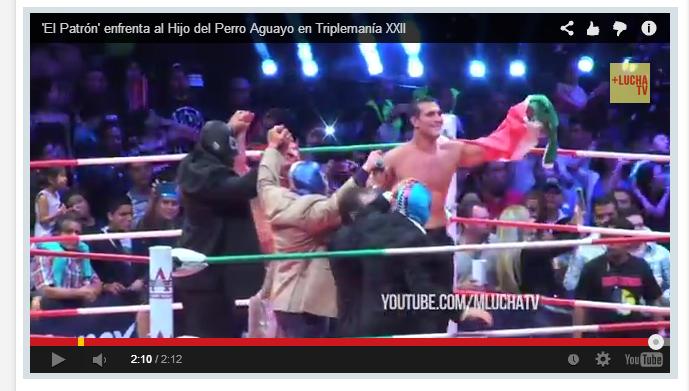 Triplemania XXII de AAA. Vídeo del momento en que «Alberto El Patrón» doblega al Hijo del Perro&nbsp;Aguayo
