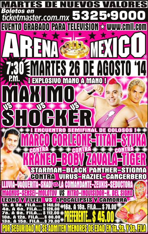 México: Resultados CMLL Arena México (26/08/2014)