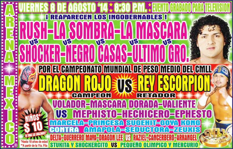 México: Resultados de la función de CMLL en la Arena México del 8 de&nbsp;agosto