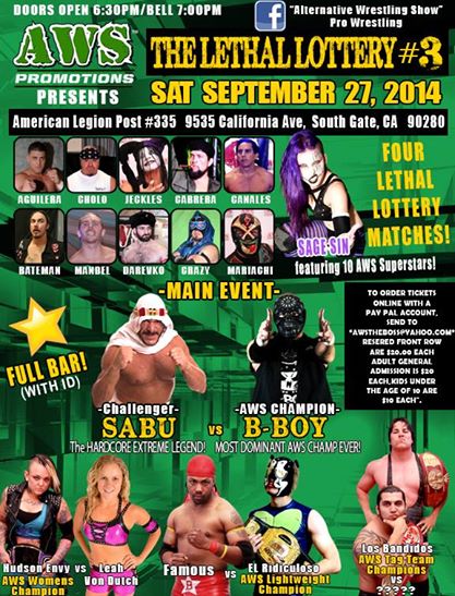 Indies: Resultados del show de AWS «Lethal Lottery» del sábado 27 de&nbsp;septiembre