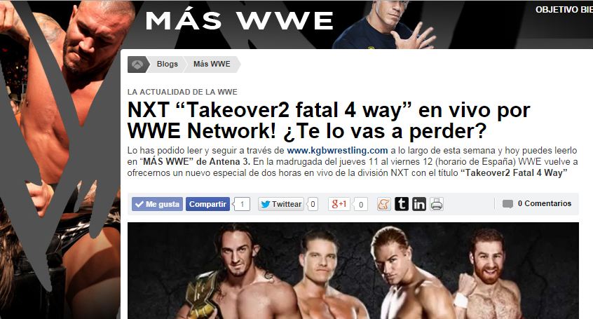NUEVA ENTRADA EN EL BLOG DE ANTENA 3 «MÁS&nbsp;WWE»