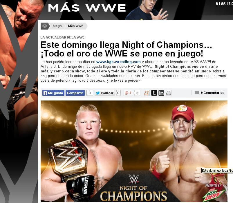 ¡MÁS WWE! NUEVA ENTRADA EN EL BLOG ESPECIALIZADO DE ANTENA&nbsp;3