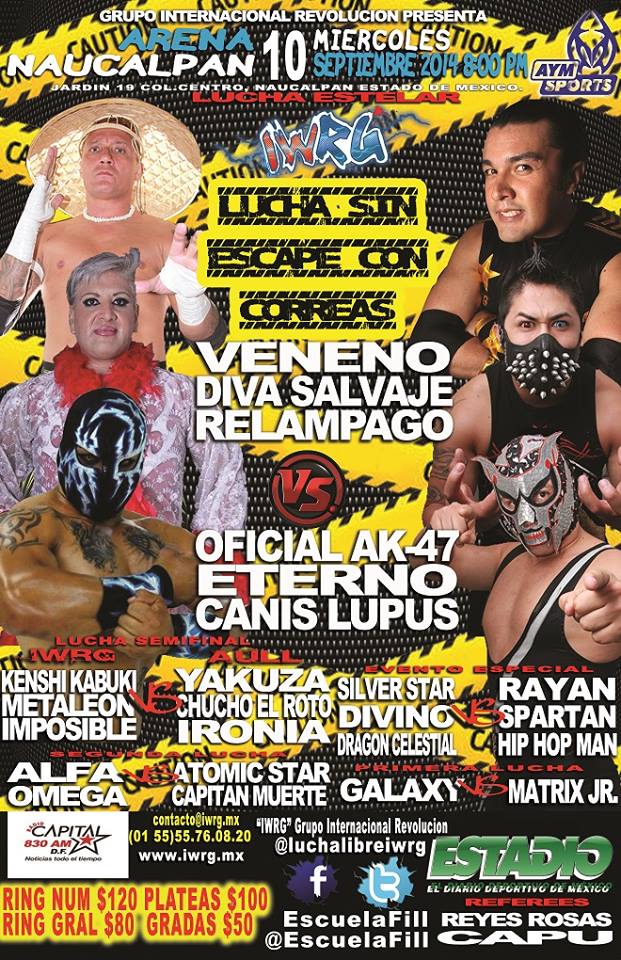 México: Resultados IWRG Arena Naucalpan&nbsp;(10/09/2014)