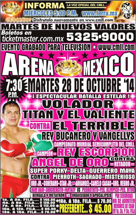 México: Resultados CMLL Arena México&nbsp;(28/10/2014)