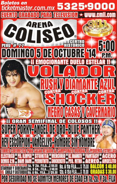 México: Resultados CMLL Arena Coliseo&nbsp;(05/10/2014)