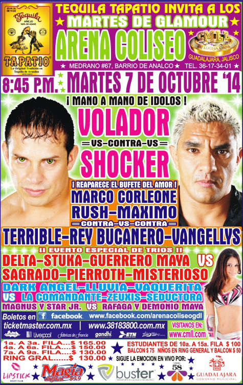 México: Resultados CMLL Arena Coliseo Guadalajara&nbsp;(07/10/2014)