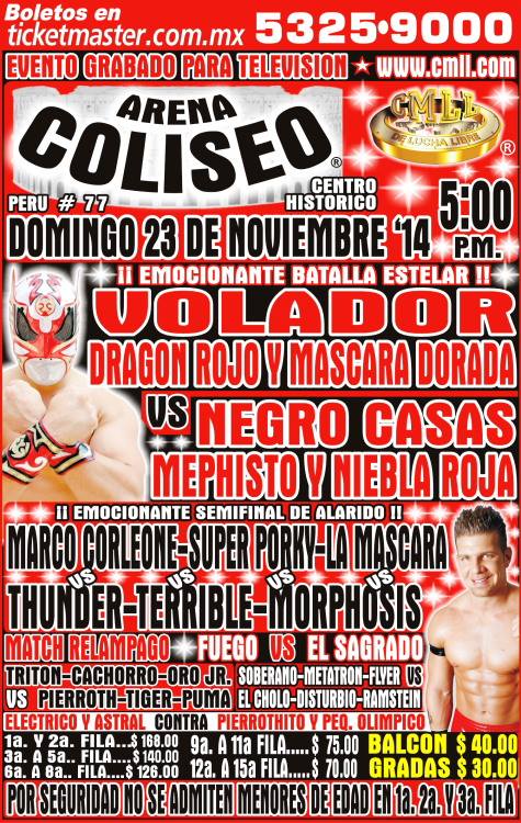 México Vídeos: CMLL del domingo 23 de noviembre en la Arena&nbsp;Coliseo