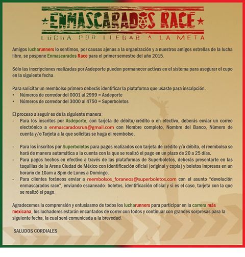 Reembolsos Enmascarados Race