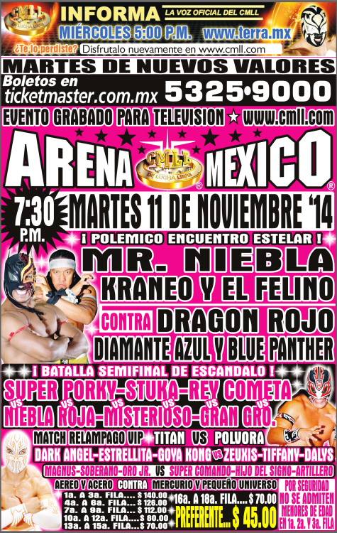 México: Resultados CMLL ARENA México (11/11/2014)