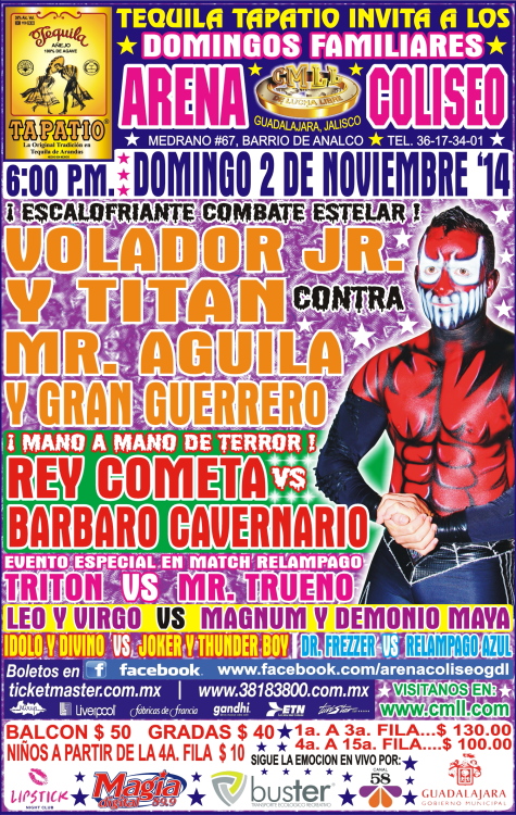 México: Resultados CMLL Arena Coliseo Guadalajara&nbsp;(02/11/2014)