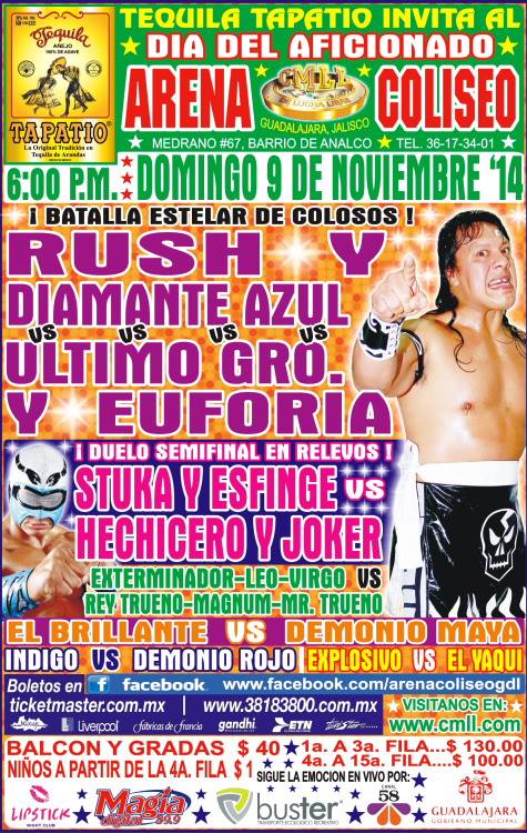 México: Resultados CMLL ARENA Coliseo Guadalajara&nbsp;(09/11/2014)
