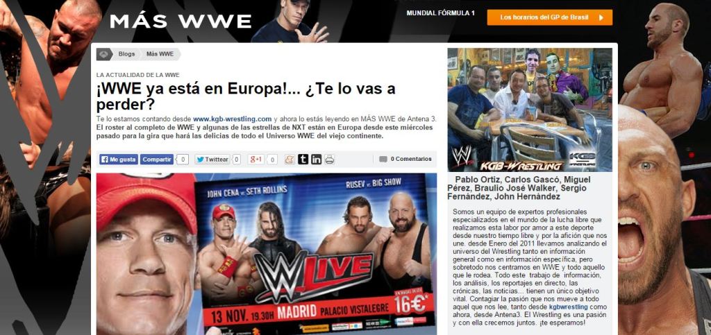 NUEVA ENTRADA SEMANAL EN EL BLOG ¡MÁS WWE! DE ANTENA&nbsp;3