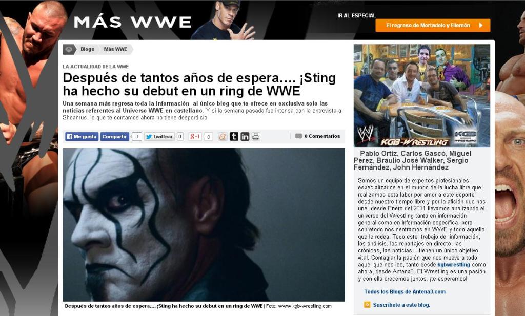 NUEVA ENTRADA EN EL BLOG «MÁS WWE» DE ANTENA&nbsp;3
