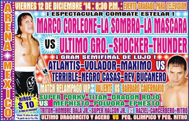 Resultados CMLL ARENA México&nbsp;(12/12/2014)