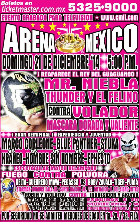 Resultados de la función de CMLL en la Arena México del 21 de&nbsp;diciembre