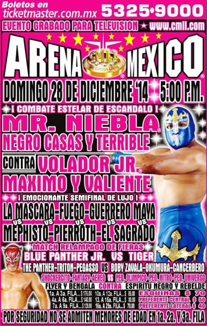 Resultados CMLL Arena México&nbsp;(28/12/2014)